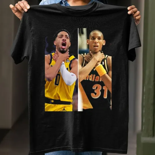Discover Tyrese Haliburton Reggie Miller Choke Gesture T Shirt