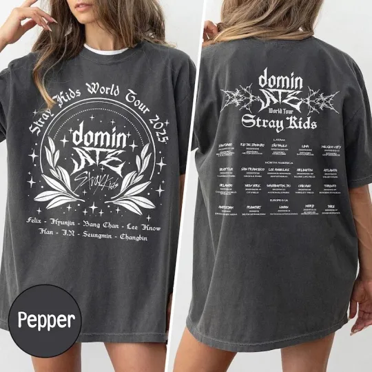 Discover Straykids 2 Sides Shirt, Stray Kids Domin Ate 2025 World Tour Shirt