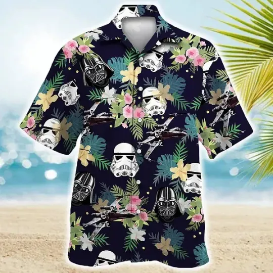 Discover Starr Warss Darthh Vaderr Stormtrooper Helmet Tropical Pattern Hawaiian Shirt
