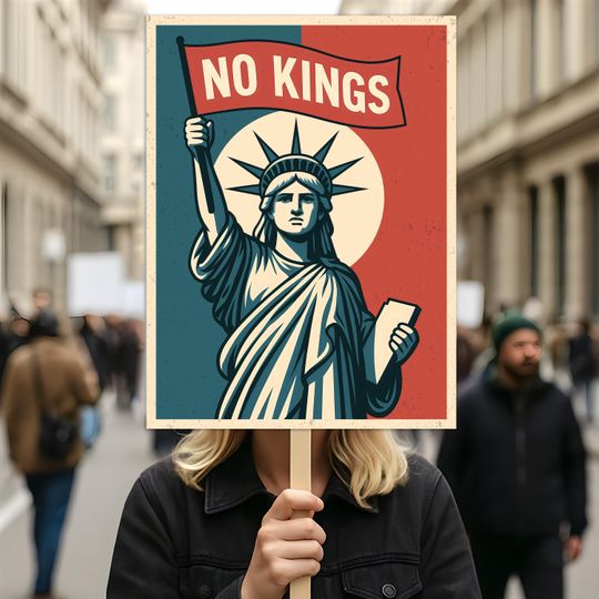 Discover No Kings In America Foam Board Protest Sign, Anti-Trump Resistance
