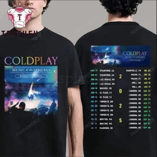 Discover Coldplay World Tour 2025 T-Shirt – Music of the Spheres Shirt