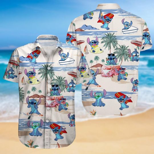 Discover Cute Stitchh Hawaiian Shirt, Lilo And Stitchh Button Down Shirt, Cartoon Movie Shirt, Stitchh Lover Gift, Magicc Kingdom Summer Shirt