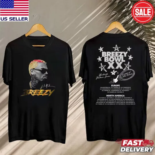 Discover Breezy Bowl XX 2025 Chris Brown Tour T-Shirt, Chris Brown Concert 2025 Shirt