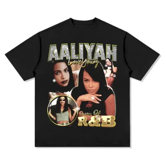 Discover 2025 Mens Aaliyah Graphic  Tee Cotton Shirt