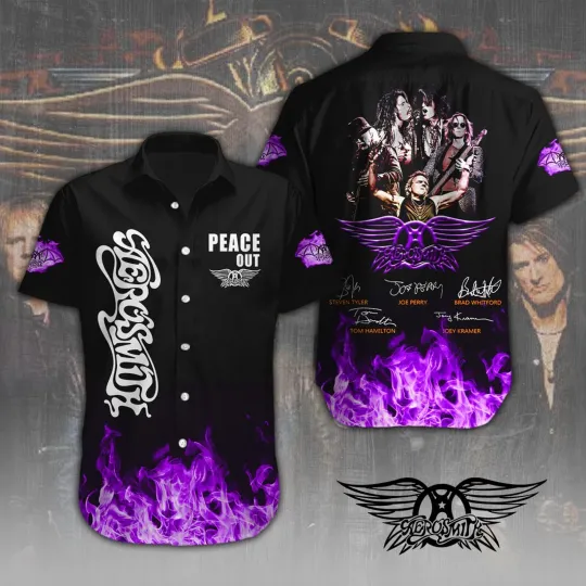 Discover Aerosmith Hawaiian Shirt – Short Sleeve Rock Band Button-Up for Summer & Concert Wear