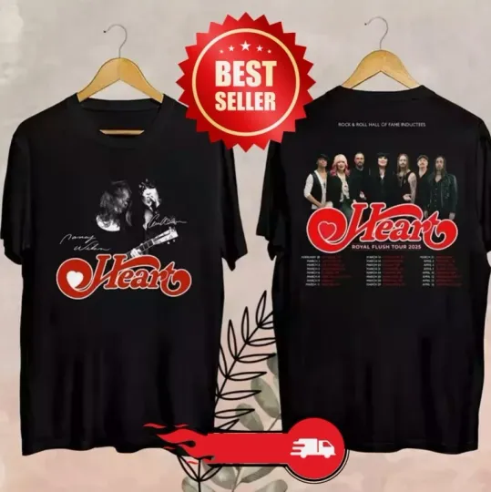 Discover Rock Band Heart 2025 Tour Shirt, Heart Band Royal Flush Tour 2025 T-Shirt