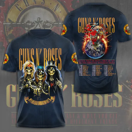 Discover Guns N Roses 2025 Tour 3D T-Shirt – Licensed & Exclusive Rock Band Tee