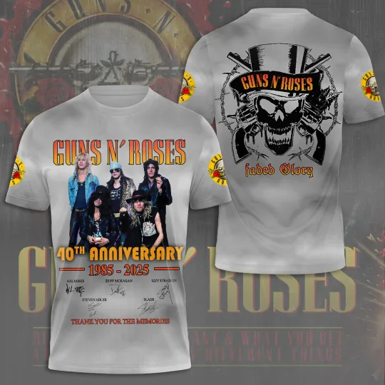 Discover Guns N Roses 2025 Tour 3D T-Shirt – Licensed & Exclusive Rock Band Tee