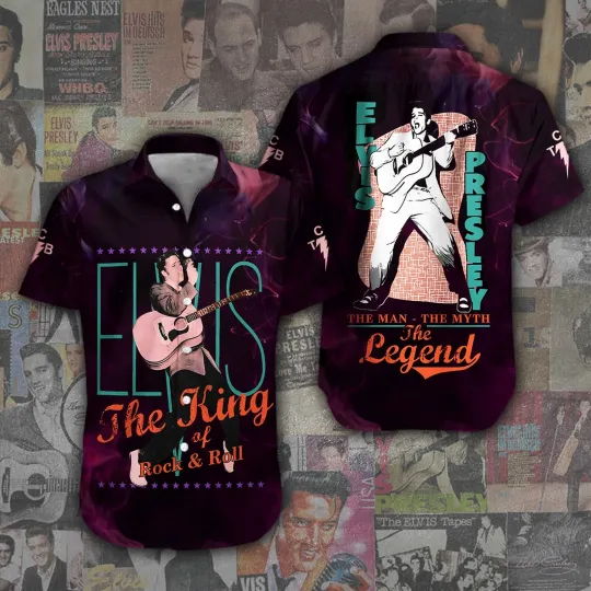 Discover Elvis Presley Short Sleeve Hawaiian Shirt - Short Sleeve Button-Up for Men & Women