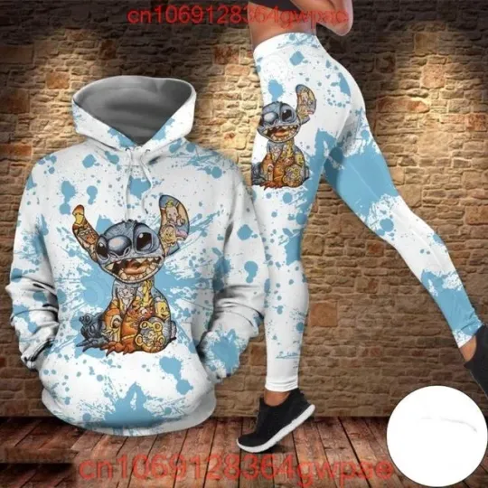 Discover Disneyyy Stitchh 3D Hoodie Women's Hoodie Leggings Suit Stitchh Yoga Pants  Suit Women Yoga Suit