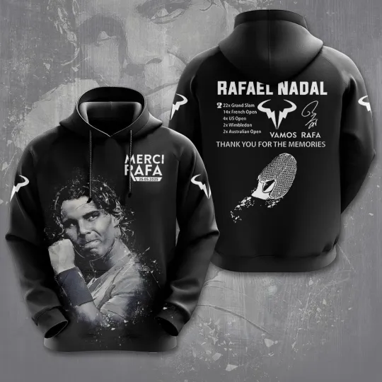 Discover Rafaelllll Nadallllll3D Hoodie Pullover 2025 Unisex Gift for Tennis Legend Fans