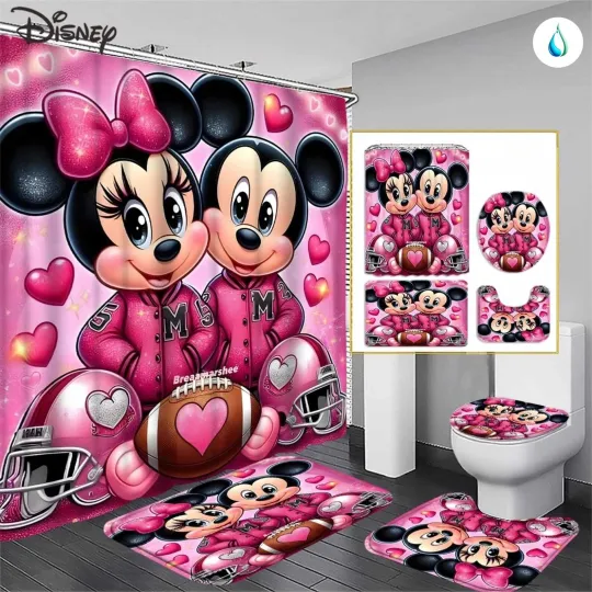 Discover Disneyyy Cartoon Shower Curtain Set, Disneyyy Cartoon Toilet Seat Cover Set