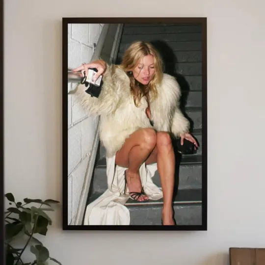 Discover Kate Moss Poster, Black and White Wall Art, Vintage Fashion Photography