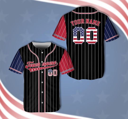 Discover Personalized USA Baseball Jersey, Custom 4th of July Shirt with Name & Number
