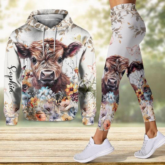 Discover Cute Cow - Personalized Highland Cow Hoodie and Leggings