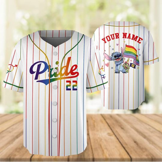 Discover Custom Lilo And Stitchh LGBT Rainbow Baseball Jersey, Disneyyy Pride Family