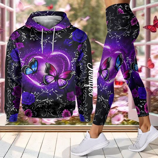 Discover Love Butterflies - Personalized Butterfly Hoodie and Leggings