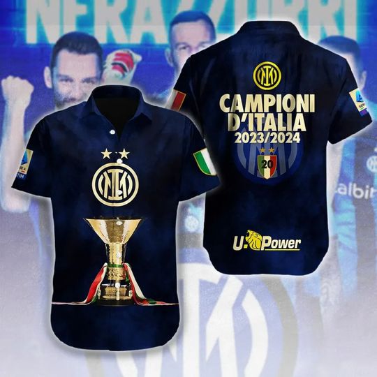 Discover Inter Milan FC Short Sleeve Hawaiian Shirt - Short Sleeve Button-Up for Men & Women