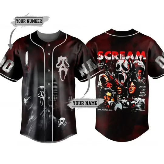 Discover Personalized Horror Scream The Ghostface Father's Day 3D BASEBALL JERSEY SHIRT