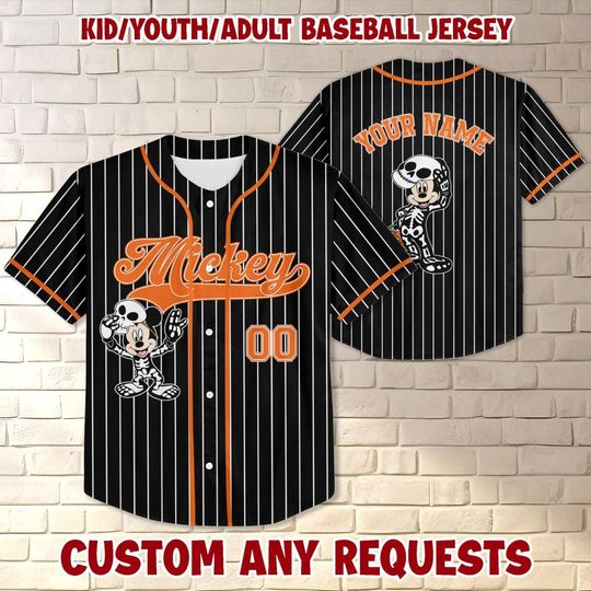 Discover Three color Personalized Disneyyy Mickeyy Halloween Jersey, Custom Baseball Team Jersey