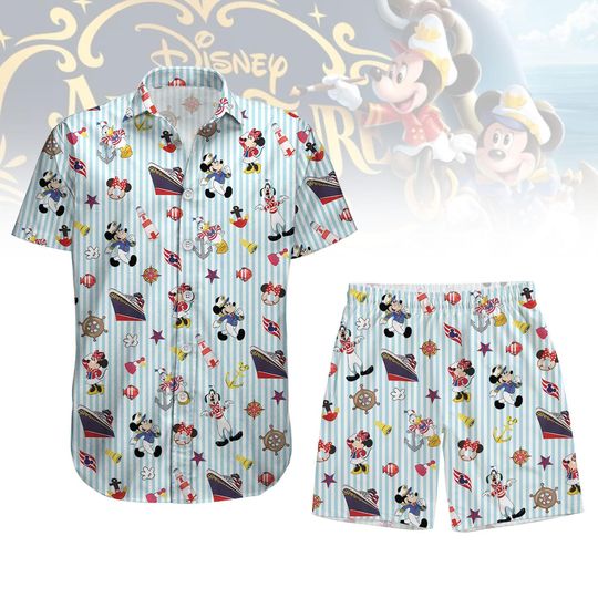 Discover Disneyyy Cruise Button Shirt Shorts, Nautical Vacation Outfit, Mickeyy And Friends Summer