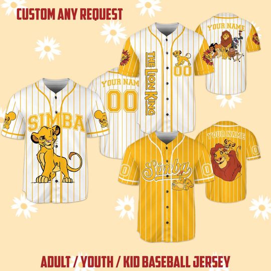 Discover Custom Disneyyy The lion kingg Simbaa Baseball Jersey, Gift for Kids