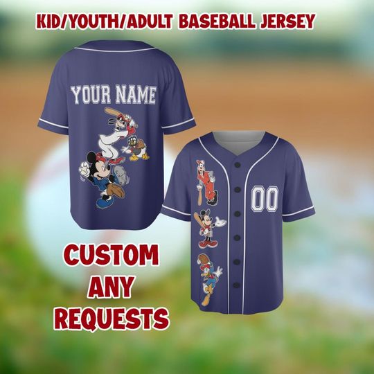 Discover Personalize Disneyyy Mickeyy and Friends Baseball Jerseys, Disneyyland