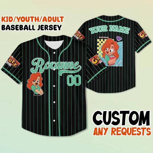 Discover Personalized Disneyyy A goofyy Movie Roxanne Baseball Jersey, Retro 90s goofyy