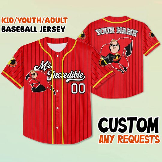 Discover Custom Mr. Incredible Baseball Jersey Shirt, Personalized Superhero Jersey