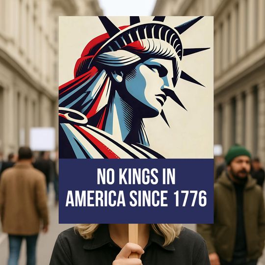 Discover No Kings In America Anti Trump Poster Protest Sign For March, Anti Fascism Fascist Republican