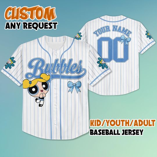 Discover Custom Bubbles The Powerpuff Girls Baseball Jersey, Personalized Bubbles Jersey