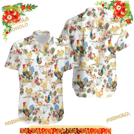Discover Chicken Rooster Hawaiian Shirt, Vacation Gifts