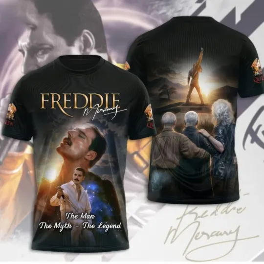 Discover Freddie Mercury The Man The Myth The Legend Signature 3D T Shirt