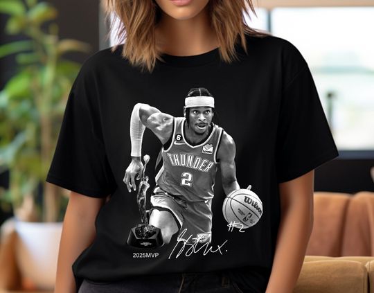 Discover Monochrome Shai Gilgeous Alexander 2025 MVP T Shirt Design
