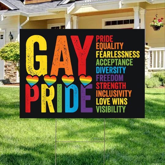 Discover Gay Pride Yard Sign, LGBTQ Support Sign, Love Inclusion Hope Diversity Sign, Equal Rights Sign, LGBTQ Pride Sign, Queer Pride Sign