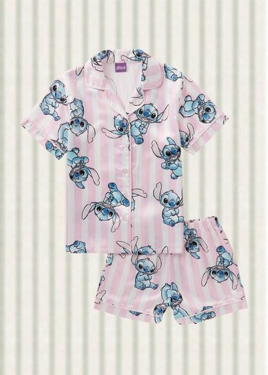 Discover Disneyyy Stitchh Satin Pajamas Set, Angel and Stitchh