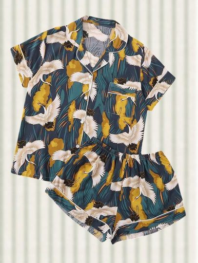 Discover Crane Bird Satin Women Pajamas, Bridesmaids Matching