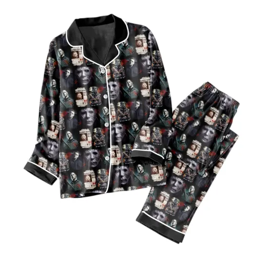 Discover Michael Myers x Horror Movies Button Down Pajamas Set 8211 VANDH 677