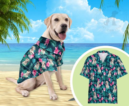 Discover Custom Dog Hawaii Shirt with Flower Pattern Pet Hawaiian Shirt