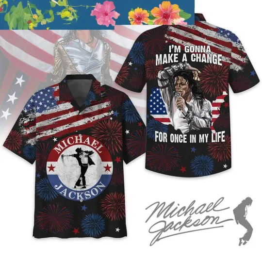 Discover Michael Jackson Im Gonna Make A Change For Once Black Design Hawaiian Shirt