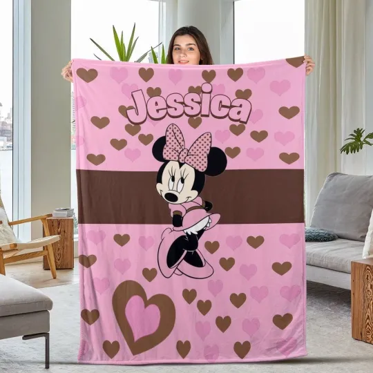 Discover Minniee Blanket, Personalized Disneyyy Character Blanket, Disneyyy Lover Gift,