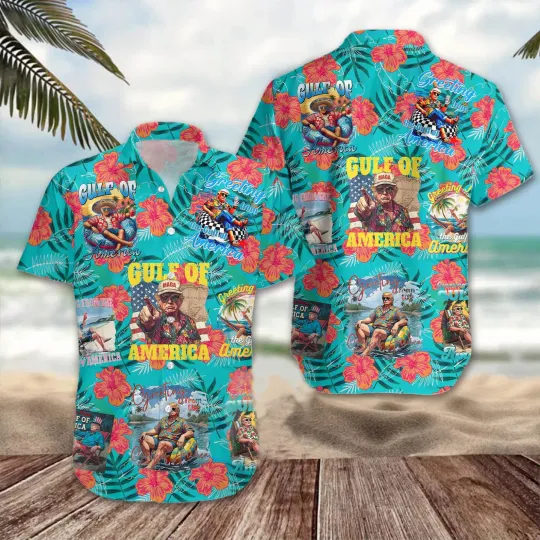 Discover MAGA Trump 2025 Greetings From The G-O-A Tropical Hawaiian Shirt