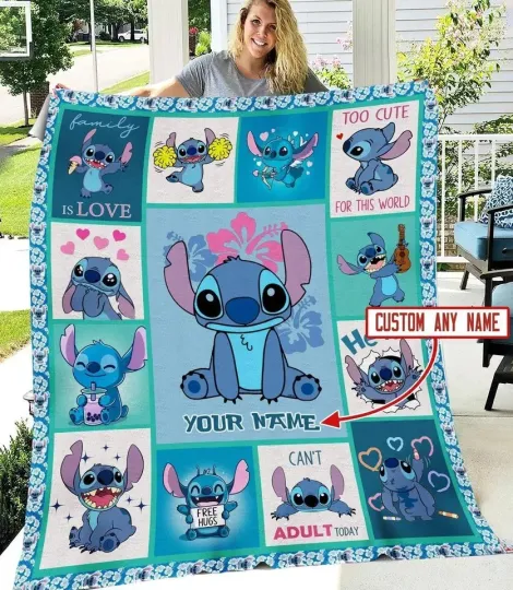 Discover Custom Disneyyy Stitchh Blanket, Lilo And Stitchh Fleece Blanket, Cartoon Movie