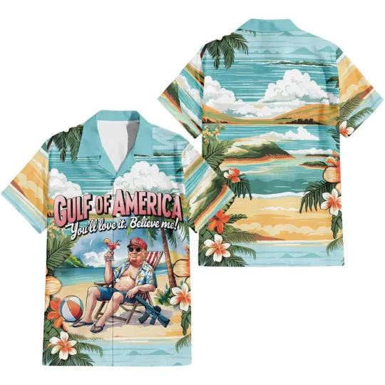 Discover Trump Gulf Of America Hawaiian Shirt, President Trump 4th Of July Hawaiian Shirt