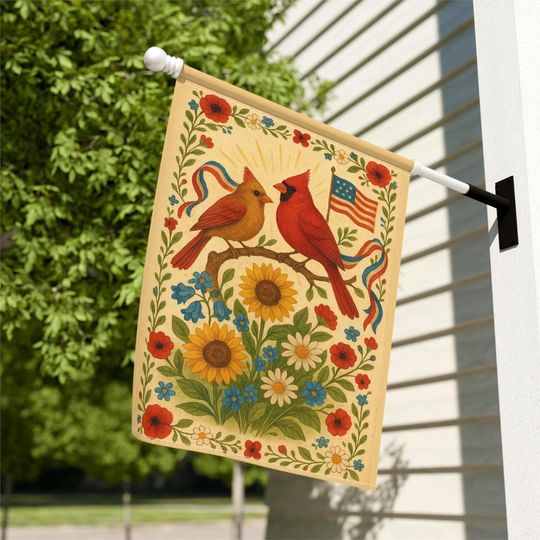 Discover 4th of July Cardinal House Flag, 4th of July Veteran House Flag