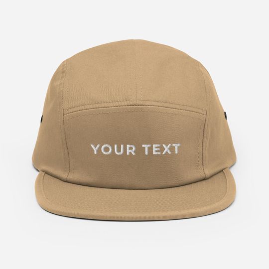 Discover Custom 5 Panel Hat, Personalized Embroidered Cap, Classic Low Profile Camper Hat, Custom Gift