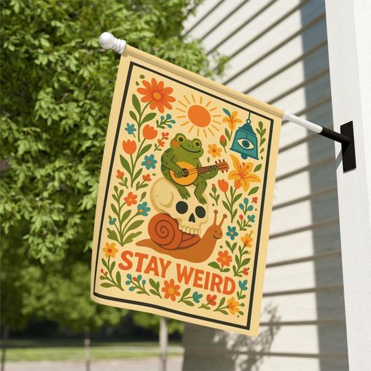 Discover Stay Weird Retro House Flag, Spring Floral House Flag