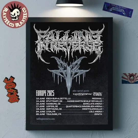 Discover Falling In Reverse Europe 2025 Summer Shows Tour Dates Poster
