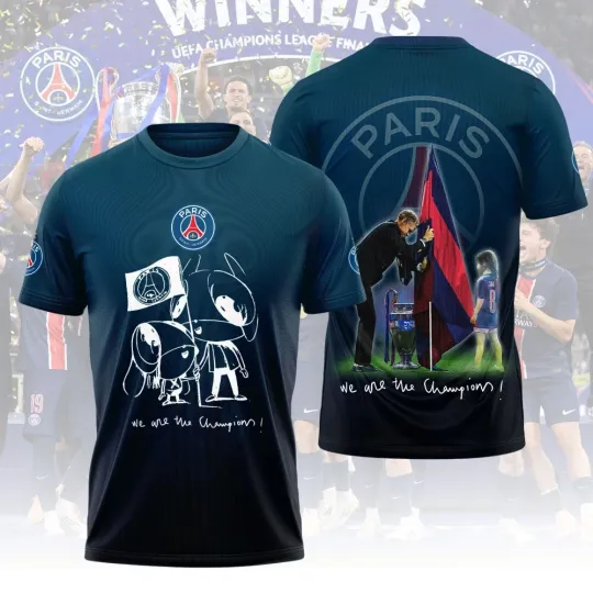 Discover Paris Saints -Germain city shirt 3D champs win 2025
