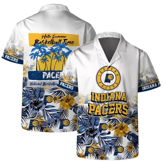 Discover Indiana Basketball Team Pacerss Hawaiian Shirt Button Down Unisex Adults S-5XL